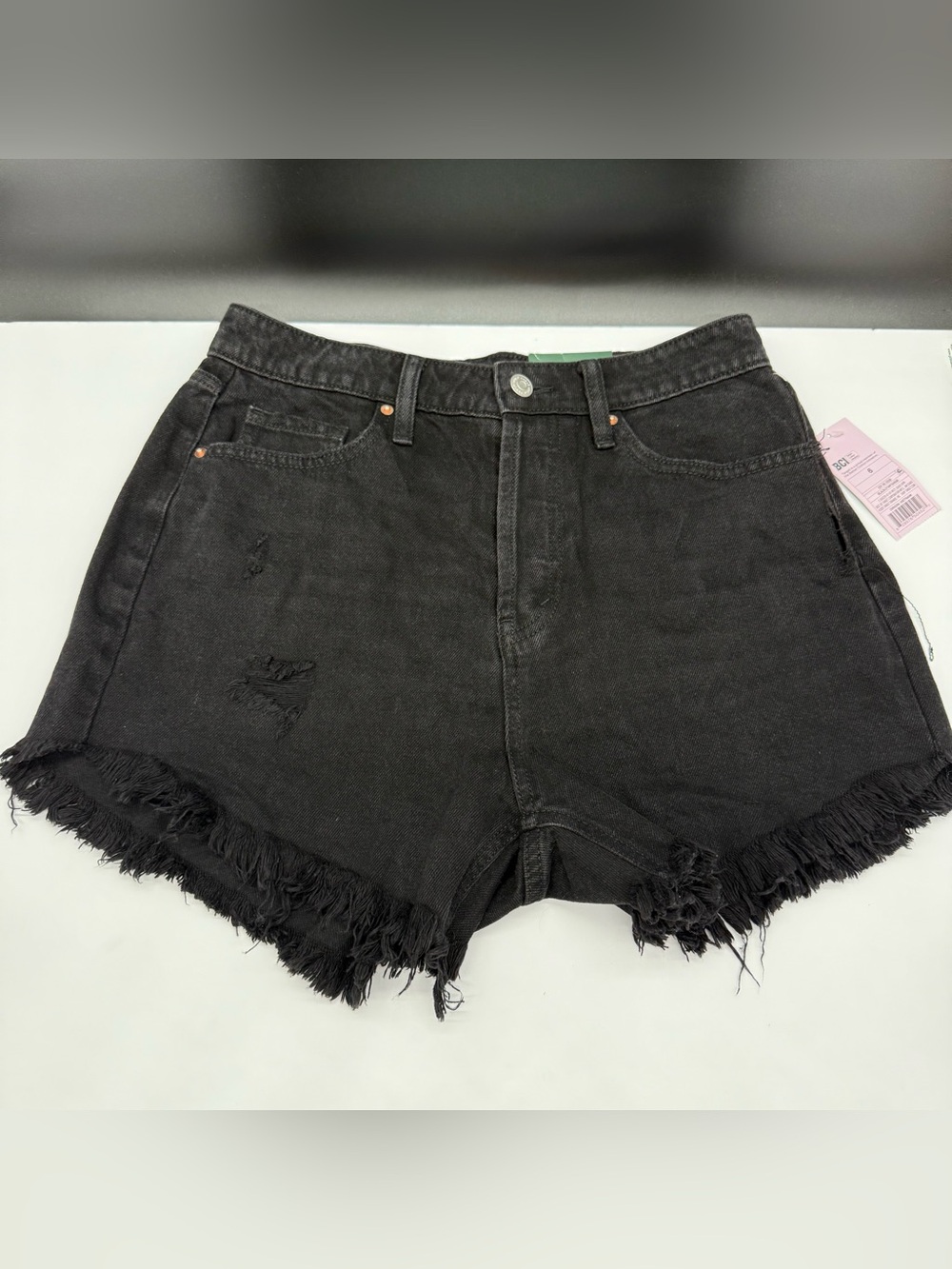 Wild Fable Black Distressed High-Waist Denim Shorts Size 6